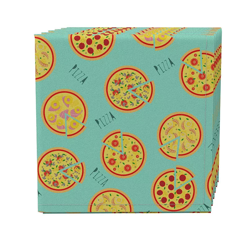 Napkin Set of 4， 100% Cotton， 20x20， Pizza Pie Design