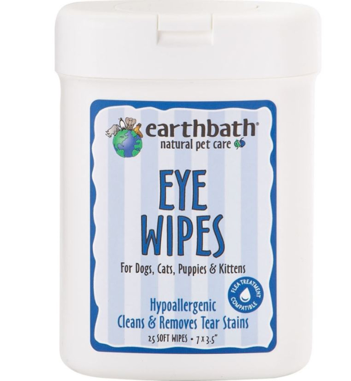 Earthbath Hypoallergenic Eye Wipes， 25 Count