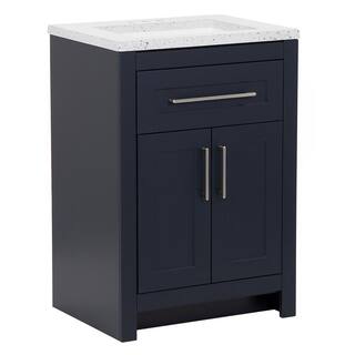 Home Decorators Collection Clady 24.5 in. W x 18.75 in. D Bath Vanity in Deep Blue with Cultured Marble Vanity Top in Silver Ash with White Sink HD2024P2-DB