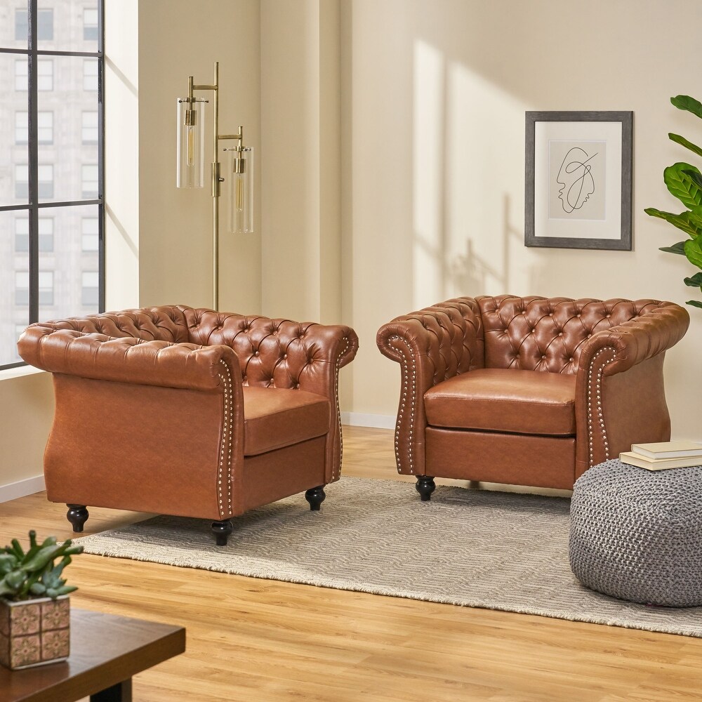 Silverdale Traditional Chesterfield Club Chairs (Set of 2) by Christopher Knight Home