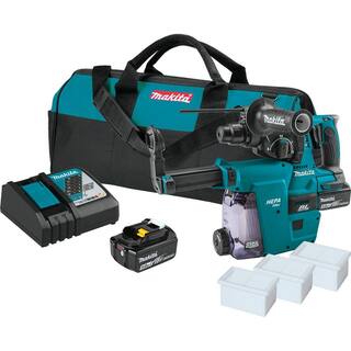 Makita 18V 5.0 Ah LXT Lithium-Ion Brushless 1 in. Cordless Rotary Hammer Kit Accepts SDS-PLUS HEPA Dust Extractor Attachment XRH011TWX