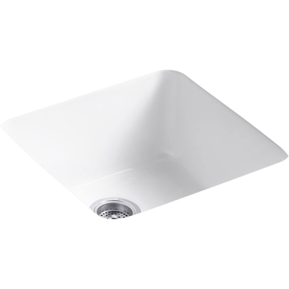 KOHLER Iron Tones Dual Mount Cast Iron 21 in. Single Bowl Kitchen Sink in White K-6587-0