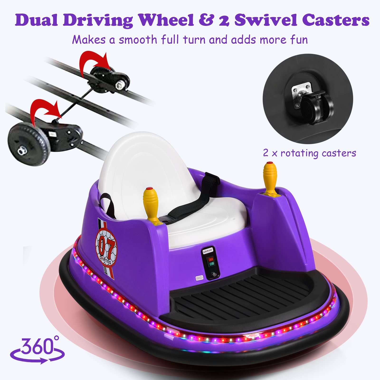 Bumper Car for Kids, 6V Battery Powered Electric Vehicle