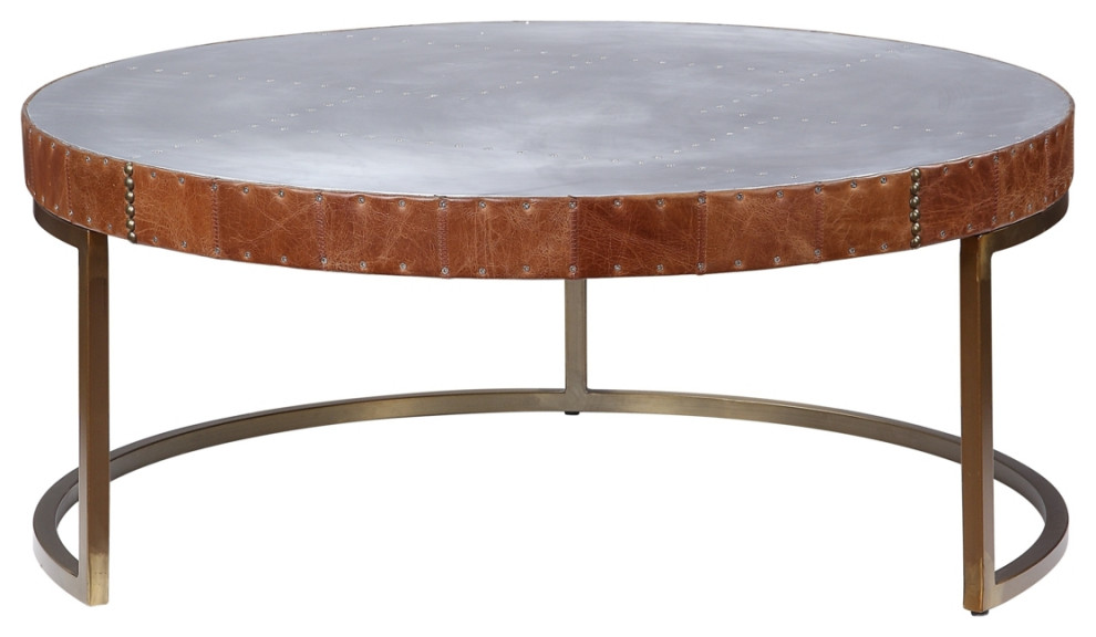 Round Metal Coffee Table With Airy Design Base Large Multicolor  Saltoro   Contemporary   Coffee Tables   by Dot  ampBo  Houzz