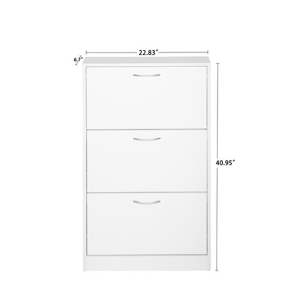 Modern Simple Large 3 Drawers White Shoe Cabinet for Living Room - - 36253097