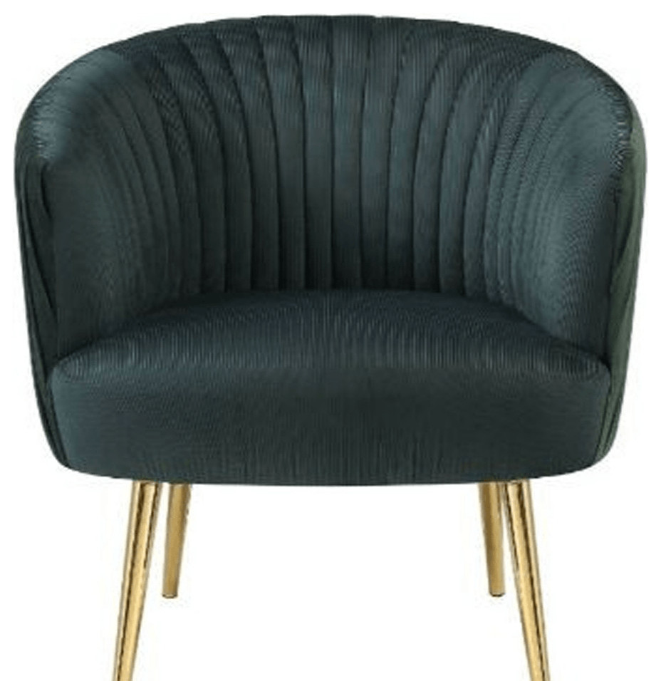 31 quotBlack Velvet And Gold Striped Barrel Chair   Midcentury   Armchairs And Accent Chairs   by HomeRoots  Houzz