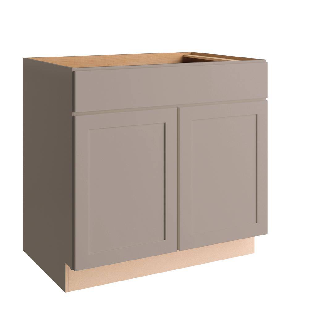 Hampton Bay Courtland Shaker Assembled 36 in. x 34.5 in. x 24 in. Stock Sink Base Kitchen Cabinet in Sterling Gray Finish SB36-CSG