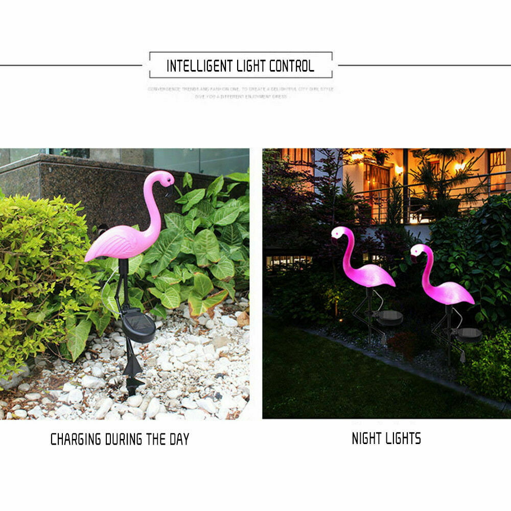 1pc Outdoor Solar Lights Waterproof Flamingos Garden Decor Lights