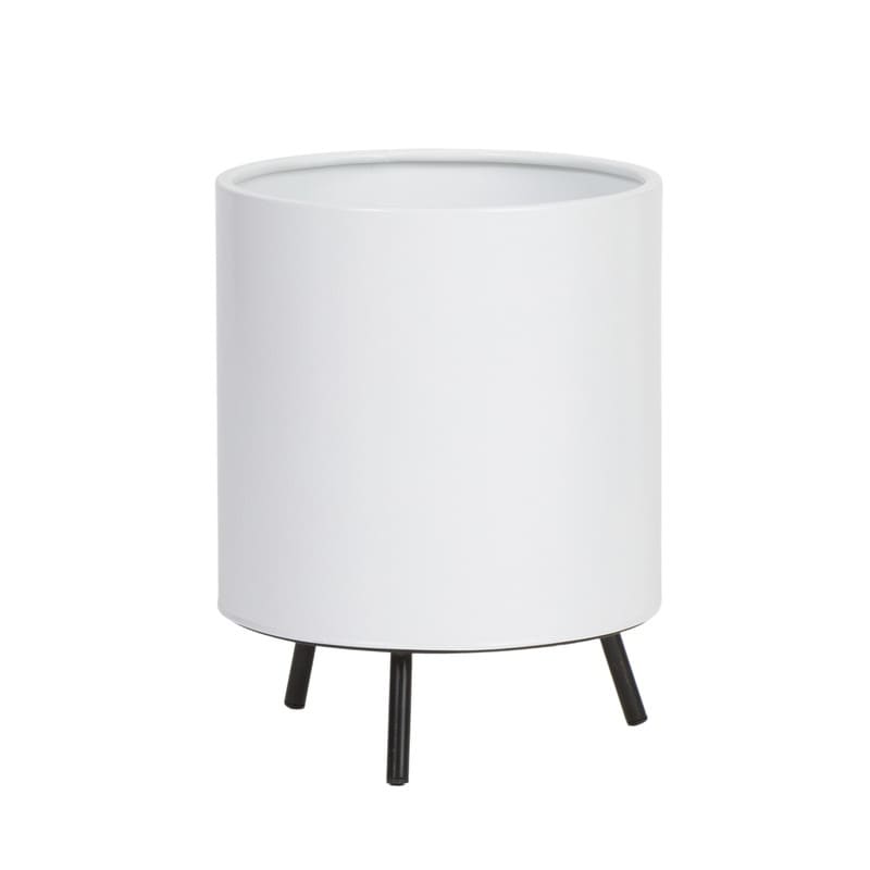 Raya White Mid Century Modern Planter with 3 Leg Metal Base