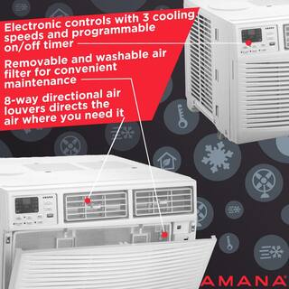 Amana 6000 BTU Window AC wRemote Control for Rooms up to 250 Sq. ft. Timer Sleep Mode Auto-Restart Digital Display AMAP061CW