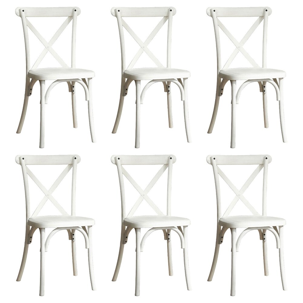 Modern Farmhouse Black/ Natural/ White Resin X Back Side Chair Dinning Chair