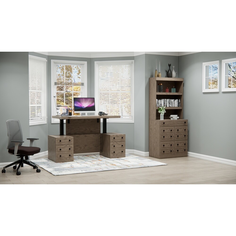 Windsor Sit Stand Storage Desk with File Drawer Bookcase