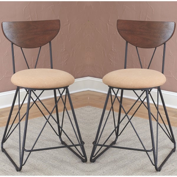 Modern Industrial Design Gold Counter Height Dining Stools (Set of 2)