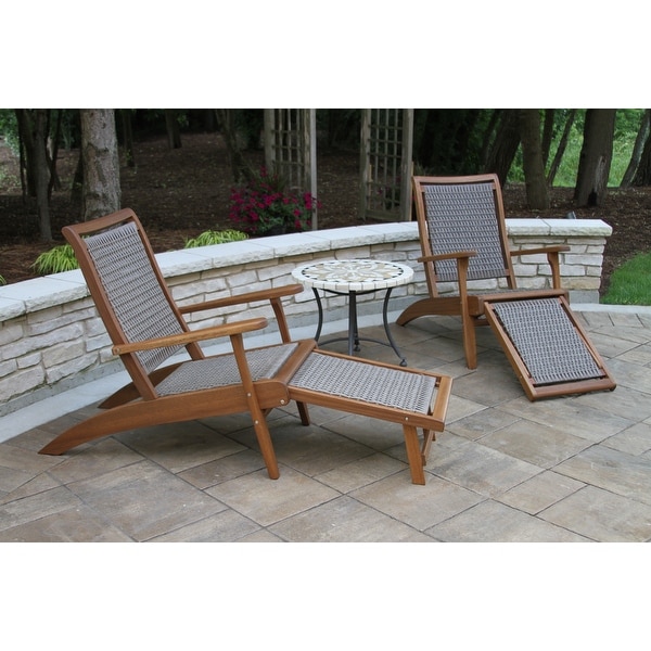 Eilaf 3 pc. Eucalyptus Wicker Lounger Set with Ottoman and Mosaic End Table