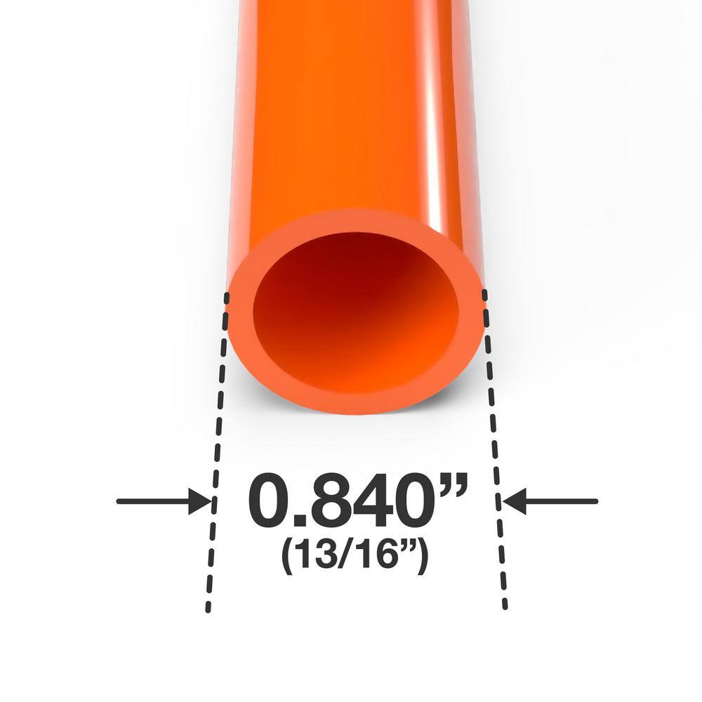 Formufit 12 in. x 5 ft. Furniture Grade Schedule 40 PVC Pipe in Orange (2-Pack) P012FGP-OR-5x2