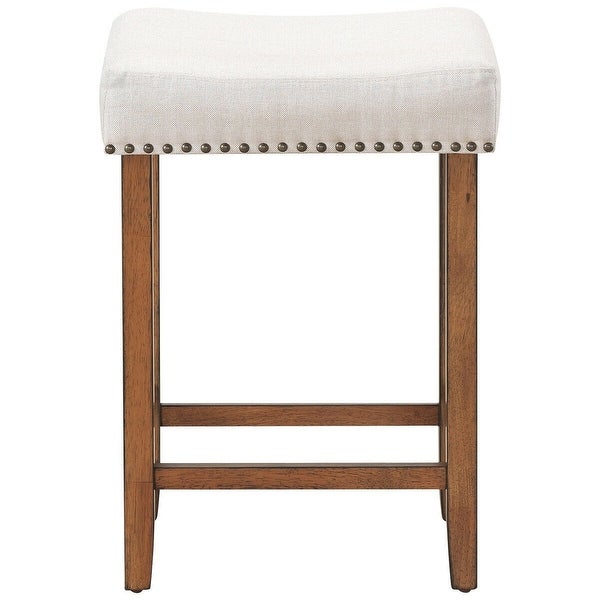 Set of 2 Nailhead Saddle Bar Stools 24