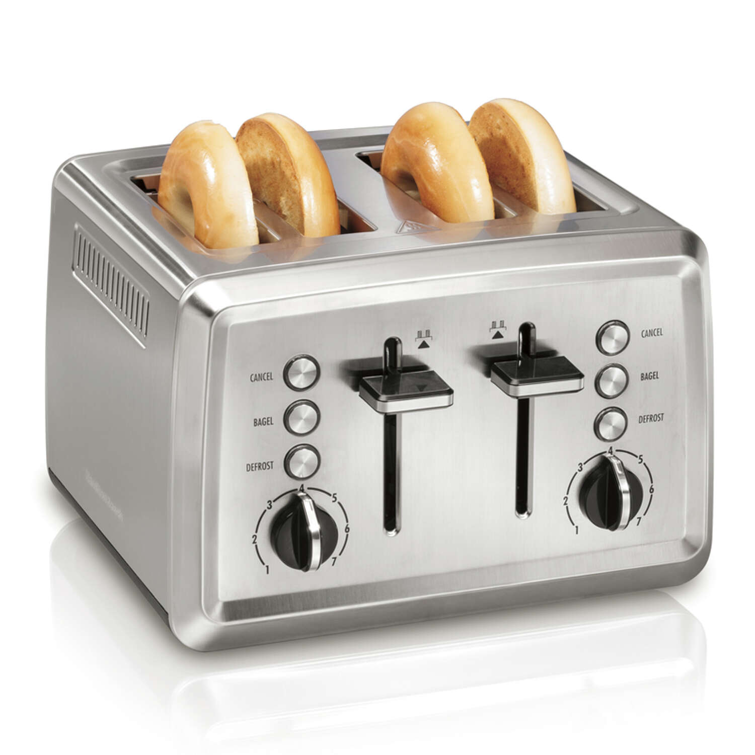 Hamilton Beach Stainless Steel Black/Silver 4 slot Toaster 7.68 in. H X 11.1 in. W X 11 in. D