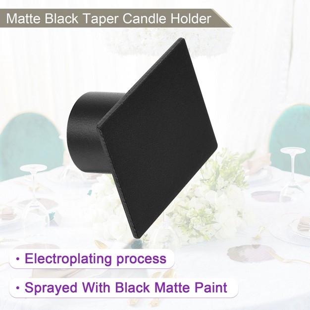 Unique Bargains Decor Party Taper Candle Holders Square Iron Candlestick Black