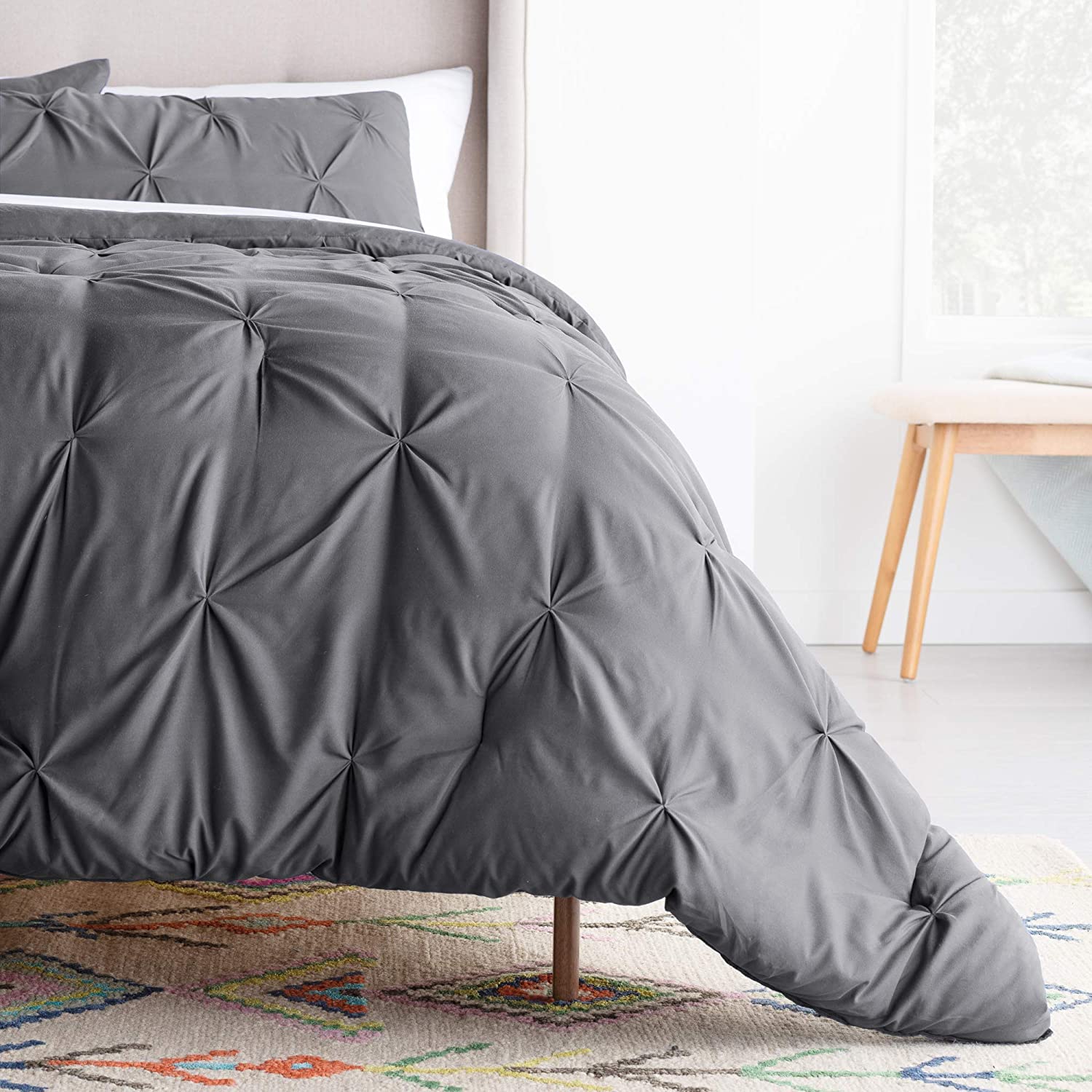 All-Season Quilted Comforter - Corner Duvet Tabs - Hypoallergenic - Plush Microfiber Fill - Machine Washable - Duvet Insert