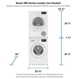 Bosch 24 in. Compact Laundry Stacking Kit with Shelf in White WTZ11400UC