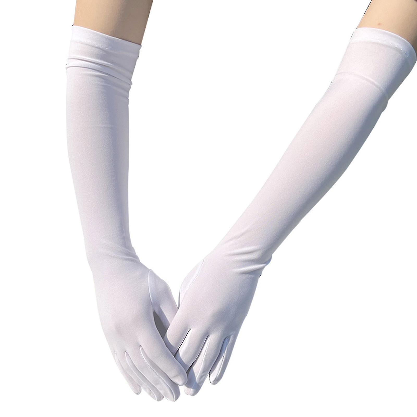 Winter Gloves For Women Milk Silk Long Banquet Gloves Elastic Driving Gloves