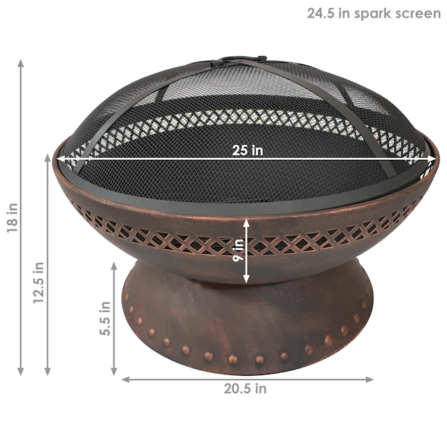 Sunnydaze Decor NB-154 25-in W Copper Steel Wood-Burning Fire Pit