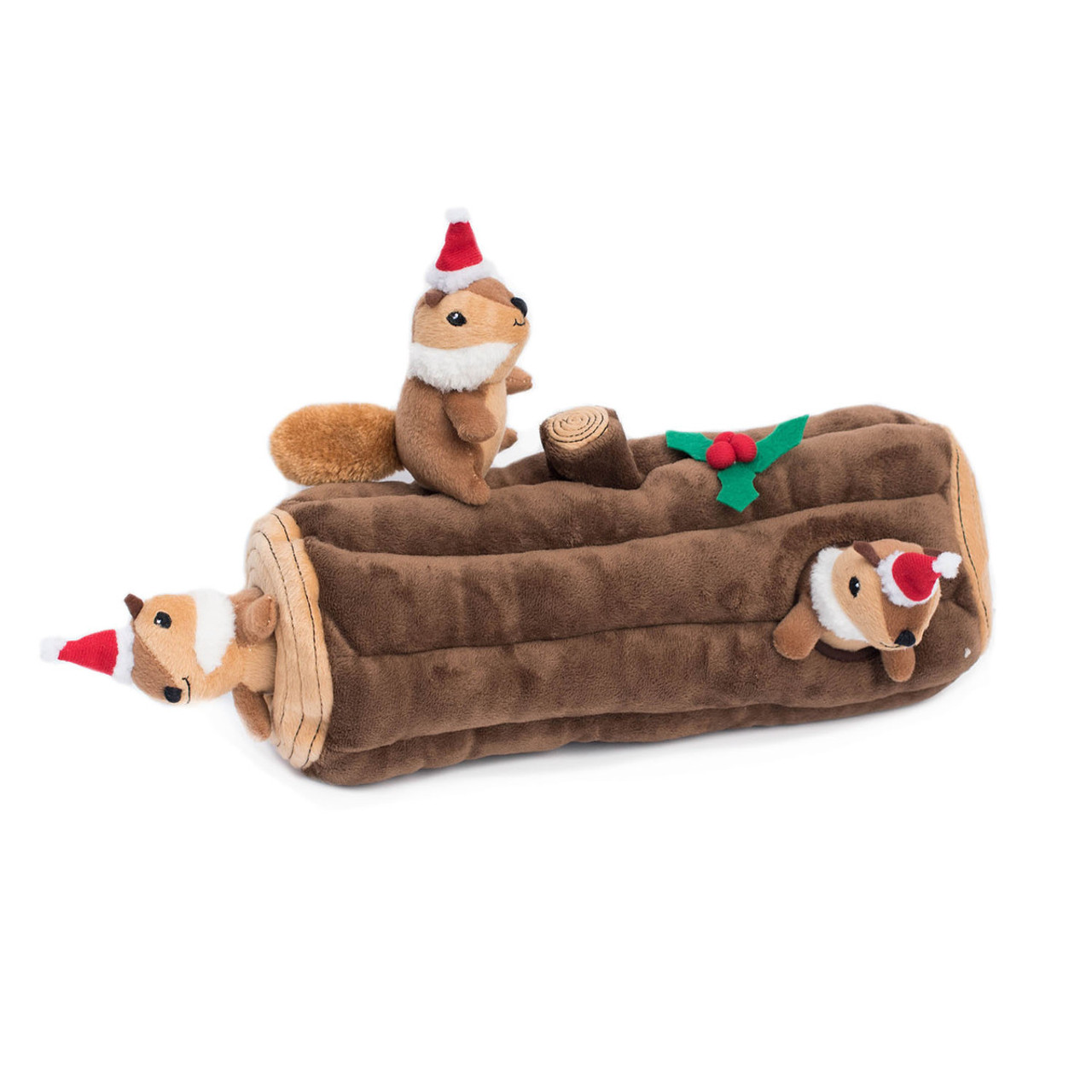 ZippyPaws Holiday Christmas Burrow Yule Log Dog Toy