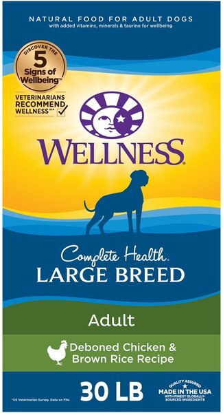 Wellness Large Breed Complete Health Adult Deboned Chicken and Brown Rice Recipe Dry Dog Food