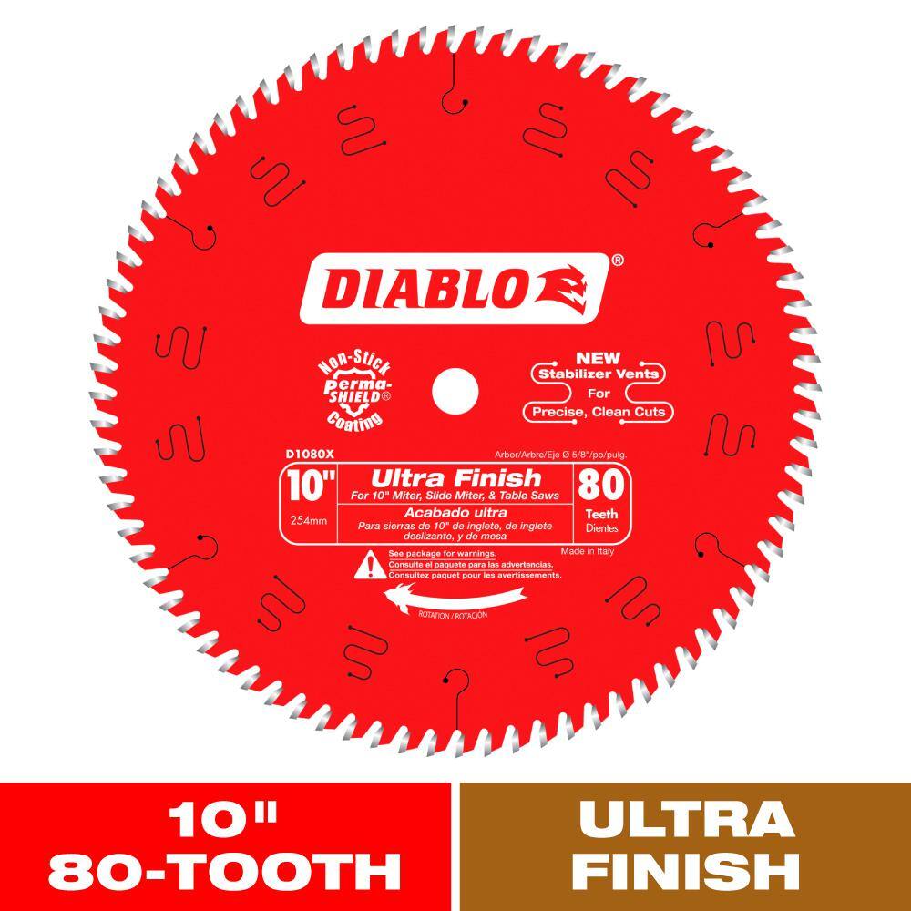 DIABLO 10 in. x 80-Tooth Ultra Finish Circular Saw Blade D1080X