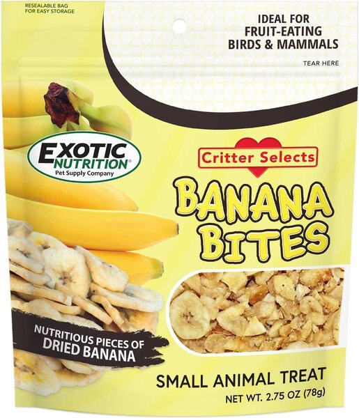 Exotic Nutrition Critter Selects Banana Bites Bird and Small Animal Treats， 2.75-oz bag