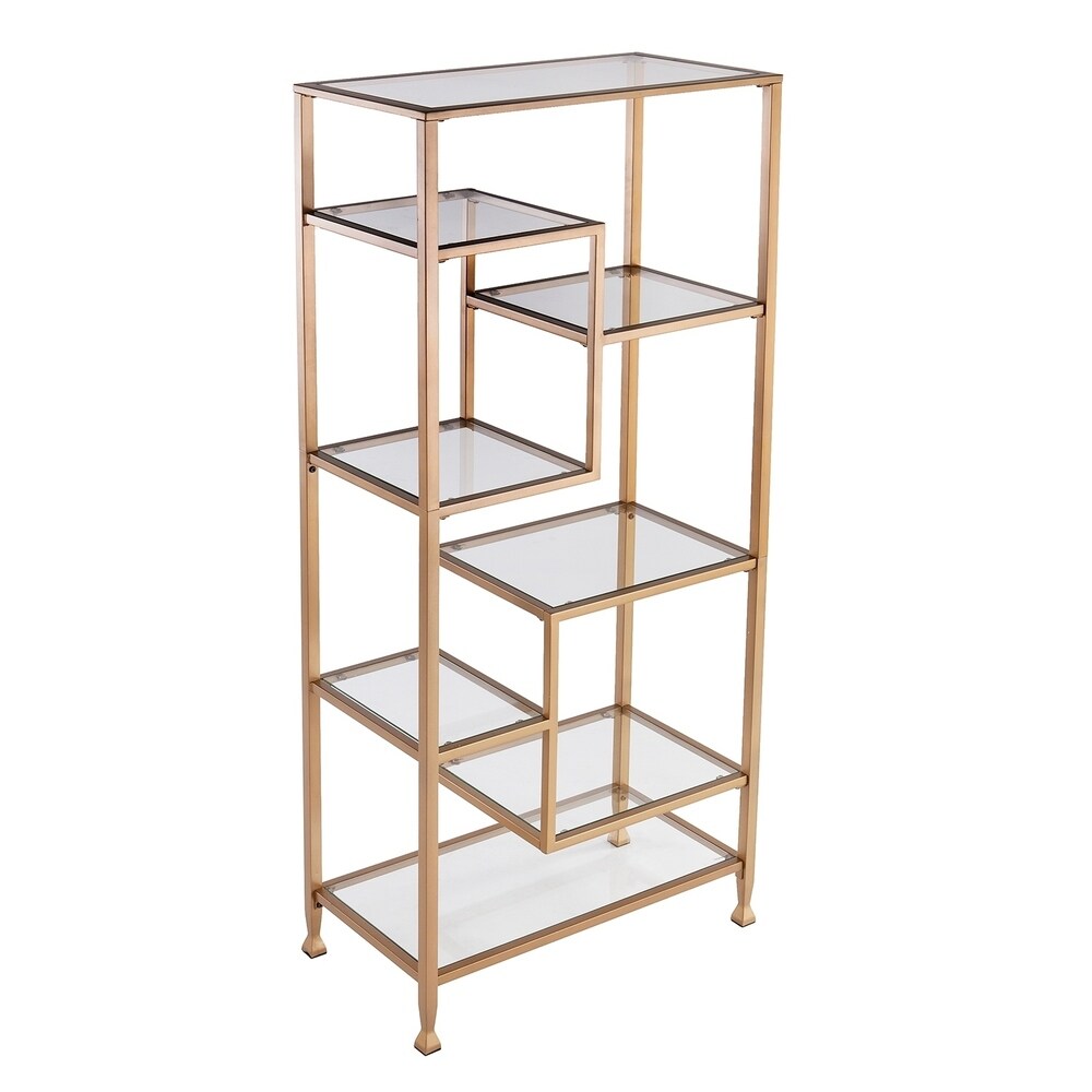 SEI Furniture Jensen Metal Asymmetrical Display Bookcase Etagere