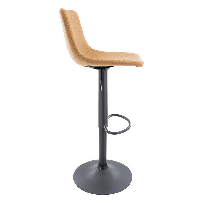 LeisureMod Tilbury Modern Adjustable Bar Stool With Footrest and 360-Degree Swivel