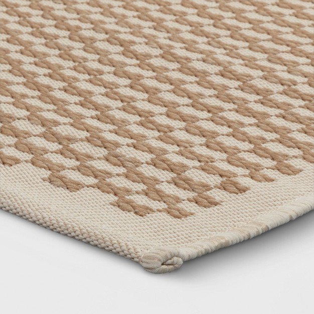 5 x27 x7 x27 Rectangular Woven Outdoor Area Rug Checkered Ivory Natural Designed With Studio Mcgee