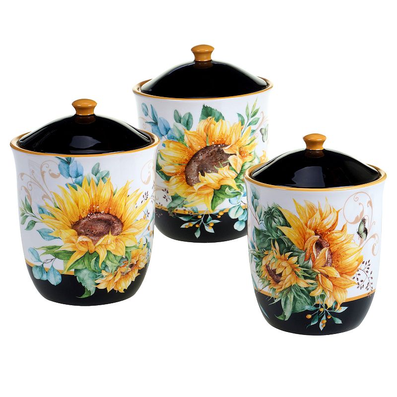 Certified International Sunflower Fields 3-piece Canister Set