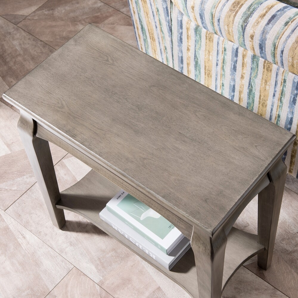 Narrow Chairside Grey Wood Table