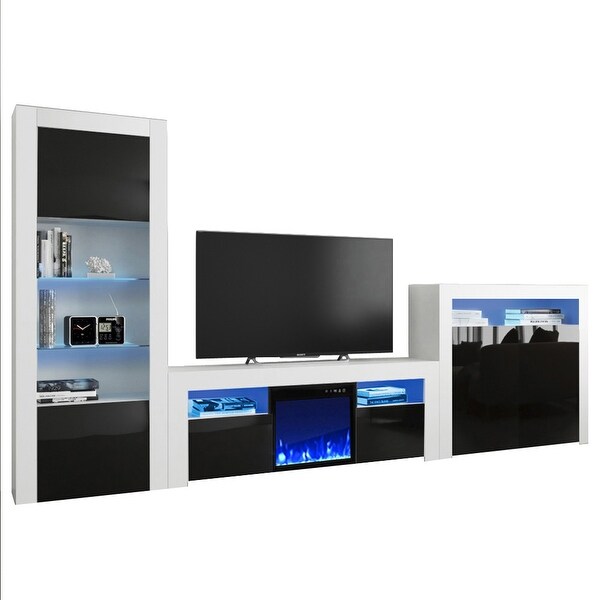 Milano Set 145EF-BK-2D Electric Fireplace Modern Wall Unit Entertainment Center