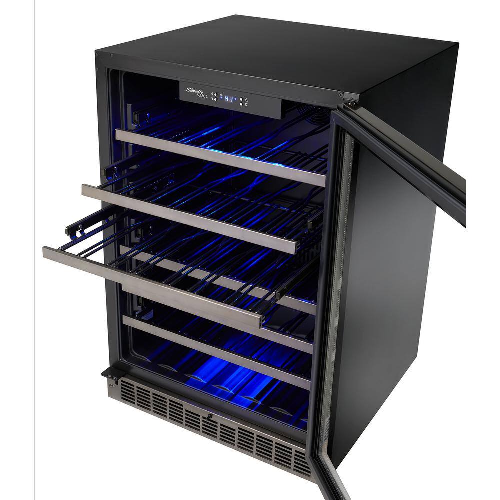 Silhouette 48-Bottle Built-in Wine Cooler in Black Stainless SSWC056D1B-S