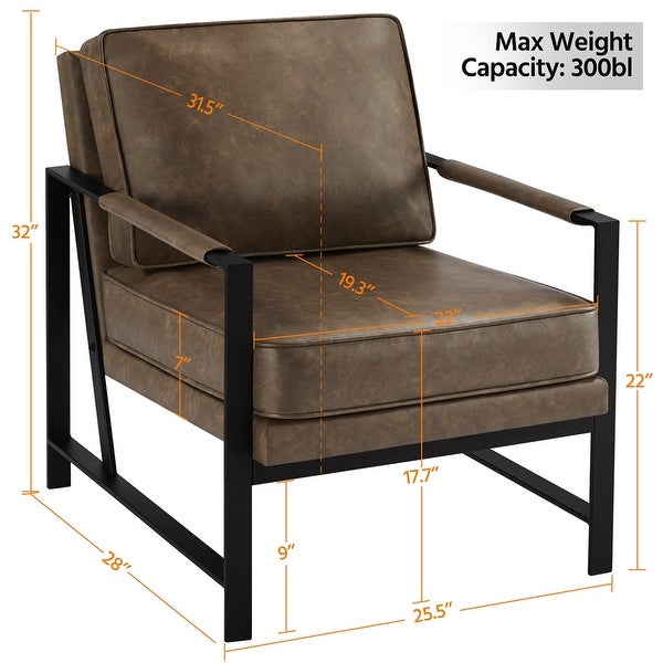 Yaheetech Accent Chair Retro Faux Leather Lounge Chair