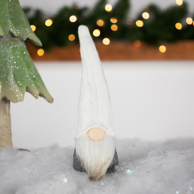 Gray And White Gnome With Cable Knit Hat Christmas Decoration