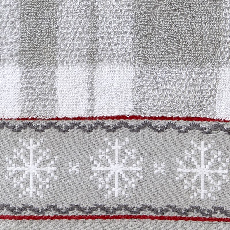 SKL Home Whistler Plaid Snowflake Trim Bath Towel