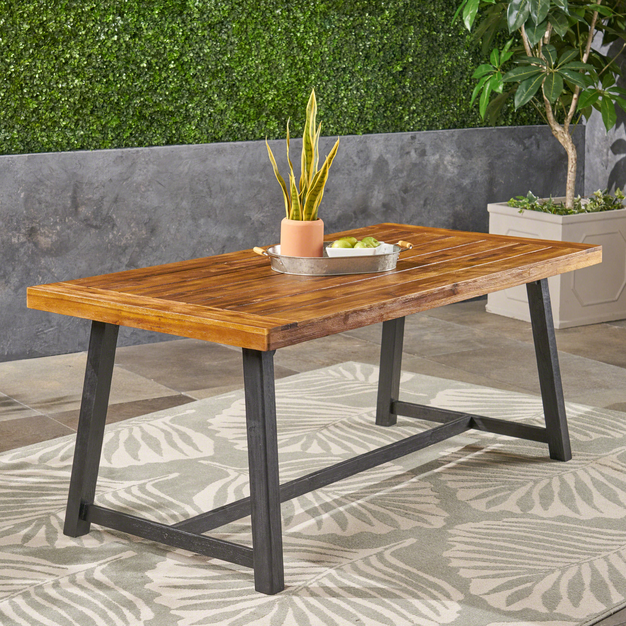 Toby Outdoor Acacia Wood Dining Table