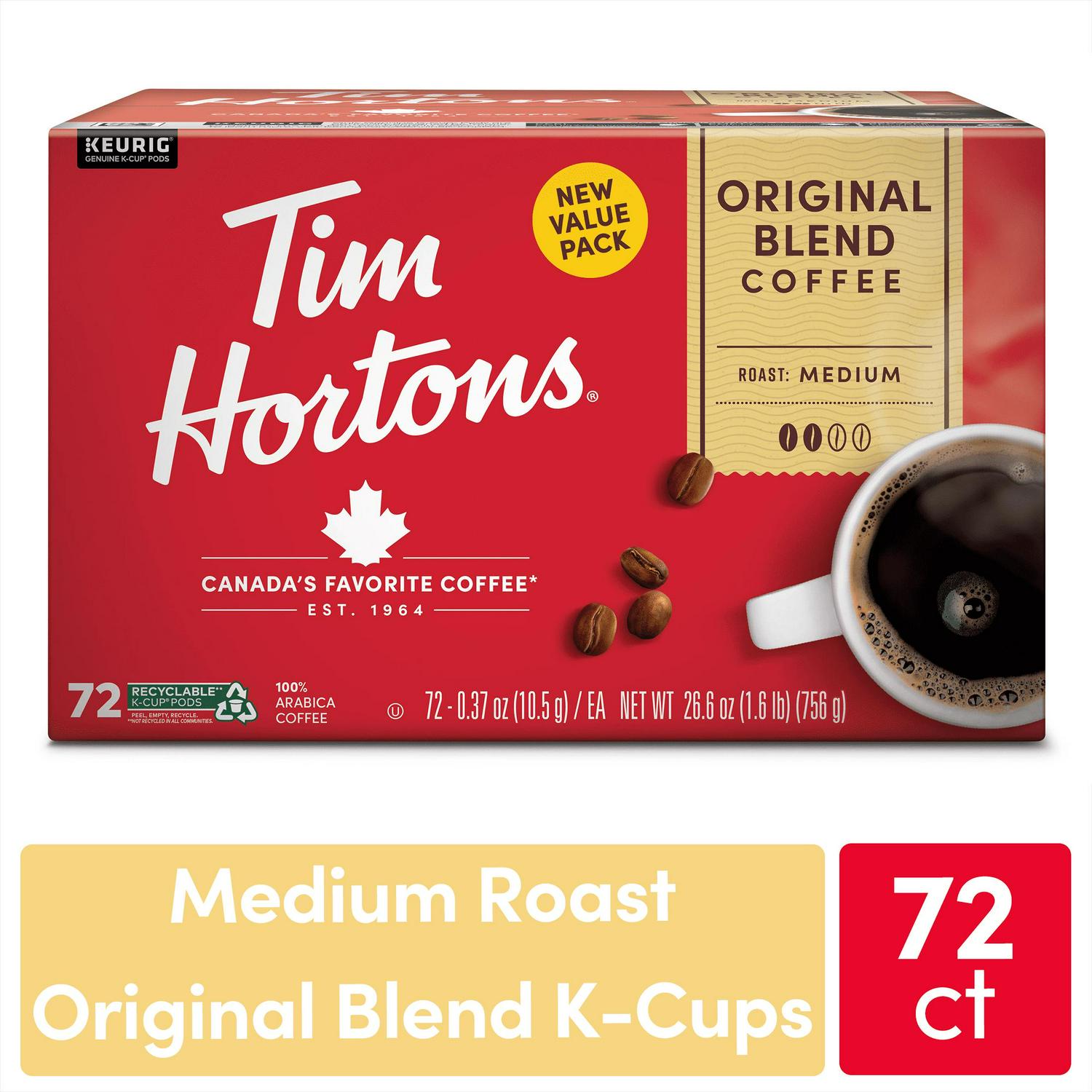 Tim Hortons Original Blend Medium Roast Keurig Coffee Pods 72 Ct  Crowdfused