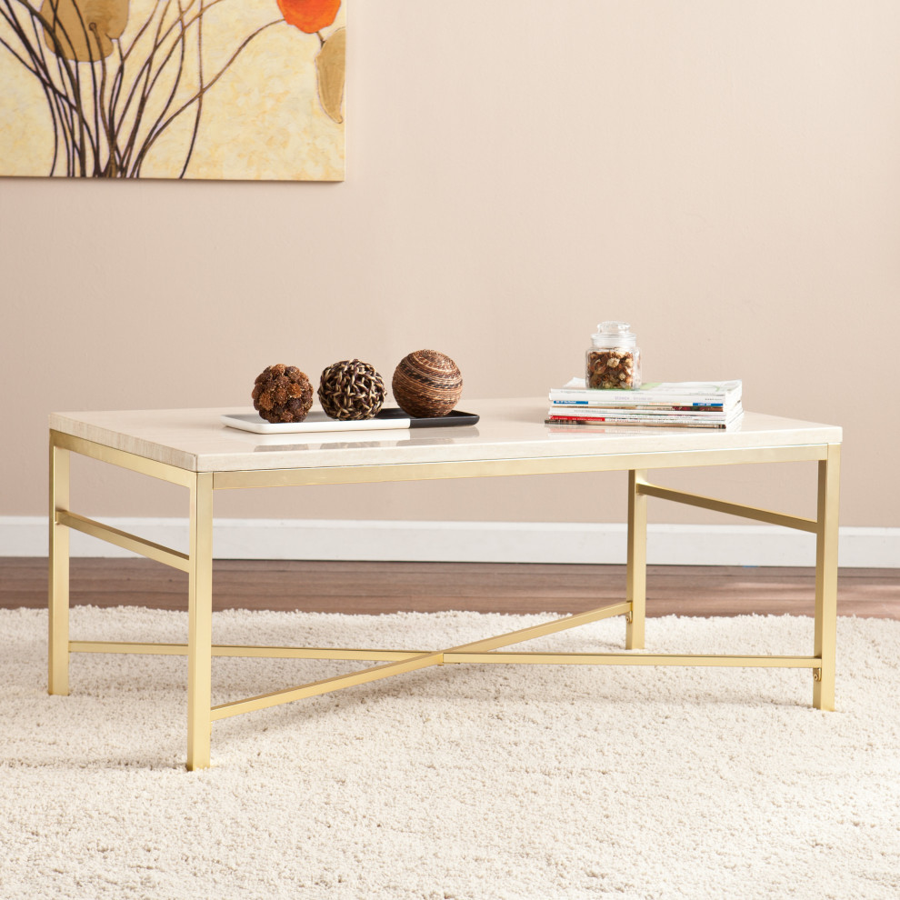 Orinda Faux Stone Cocktail Table   Contemporary   Coffee Tables   by HedgeApple  Houzz