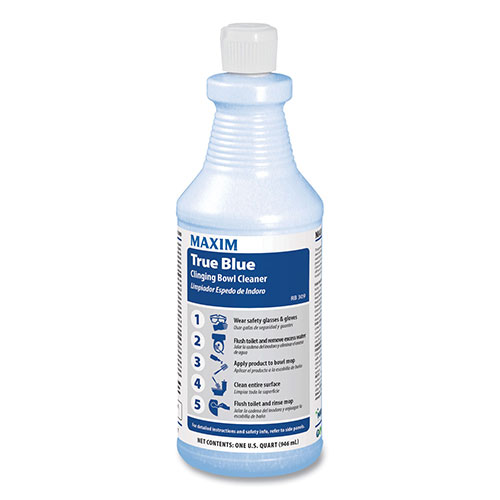 Maxim True Blue Clinging Bowl Cleaner | Mint Scent， 32 oz Bottle， 12