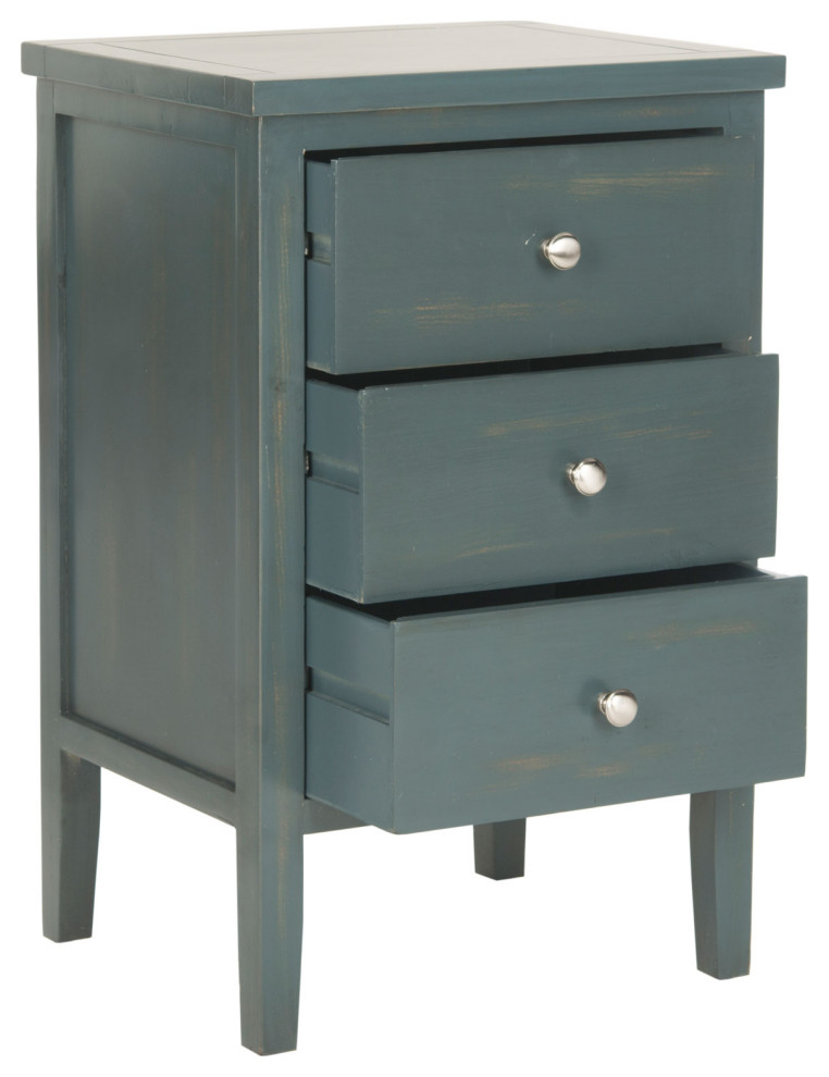 Osof End Table With Storage Drawers Dark Teal   Farmhouse   Side Tables And End Tables   by Peachtree Fine Furniture  Houzz