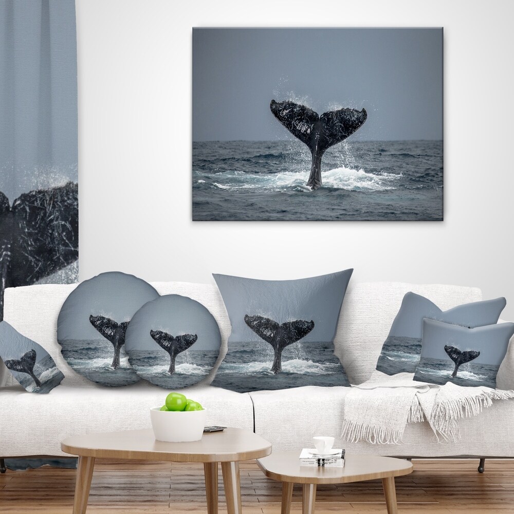 Designart 'Large Humpback Whale Tail' Animal Throw Pillow