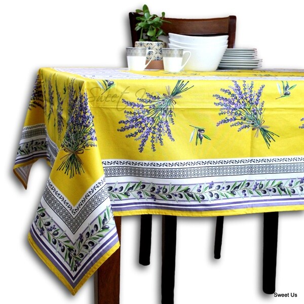 Wipeable Spill Resistant French Acrylic Coat Lavender Tablecloth - 60 x 116 in