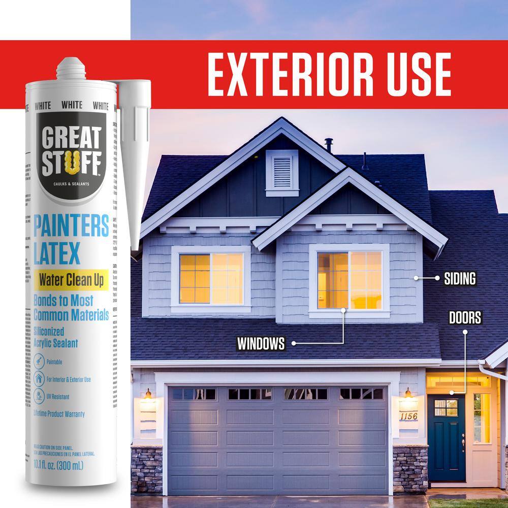 GREAT STUFF 10.1 fl. oz. White Painters Latex Siliconized Acrylic Caulk (2-Pack) 99PAIT3010X02