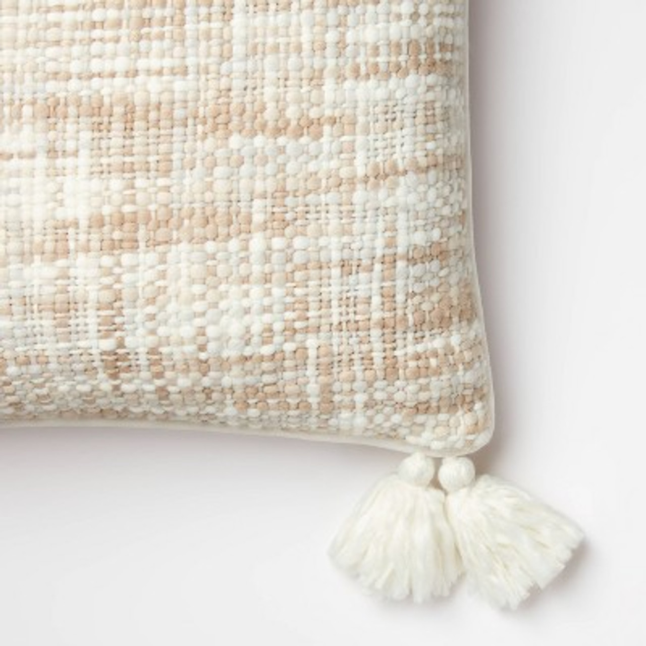 Oversized Woven Square Throw Pillow with Tassels Cream - Threshold™ designed with Studio McGee