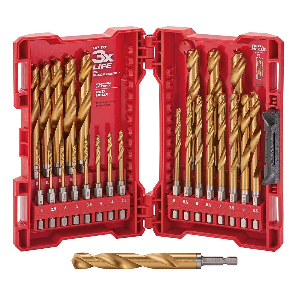 MW 25-Piece Metric Titanium SHOCKWAVE Red Helix Drill Bit Kit 48-89-4861 from MW